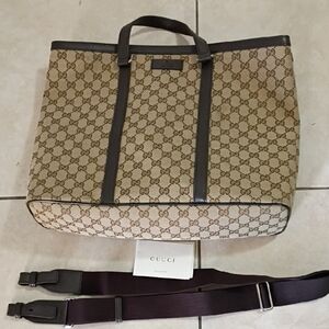 Gucci Beige and Brown Monogram Tote Bag